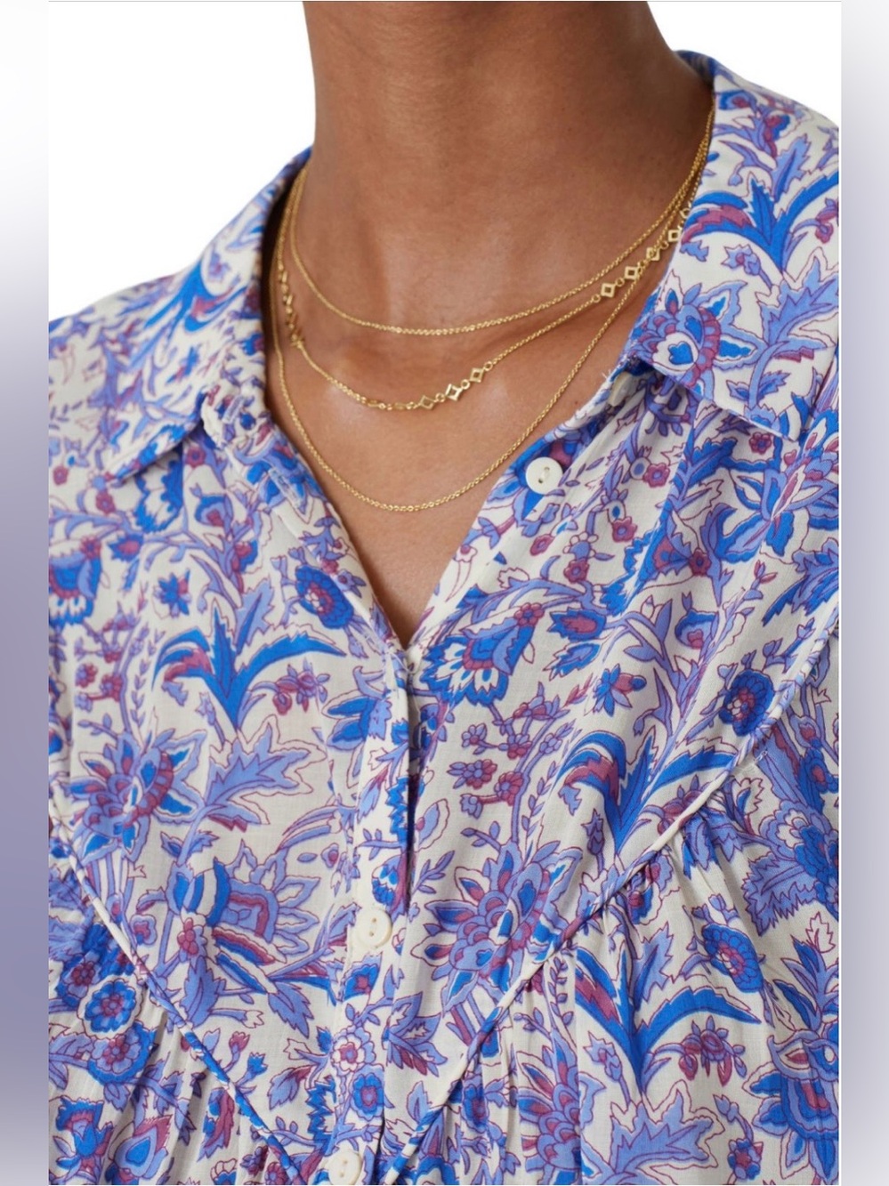 ba&sh~Blue & White Floral V-Neck Brooklyn Blouse~Size Small~$235~ - Picture 4 of 8